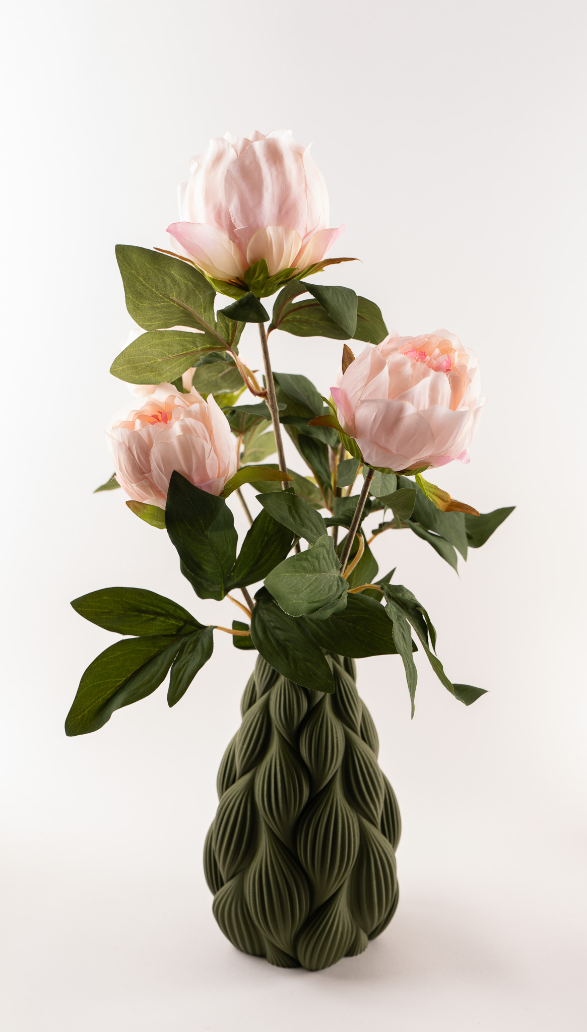 3d Vaas Charlie groen met pioenrozen