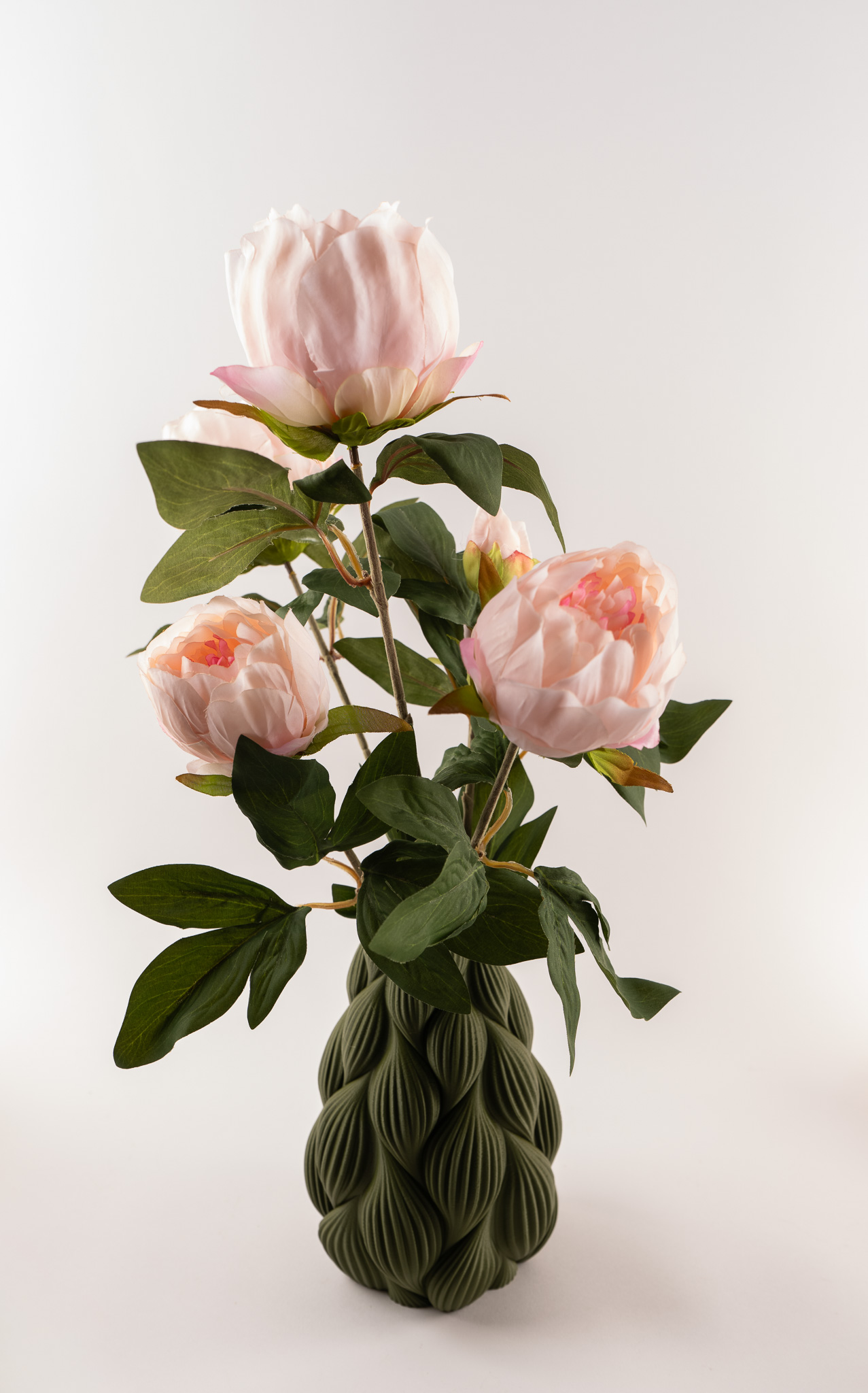 3d Vaas Charlie groen met pioenrozen - Afbeelding 2